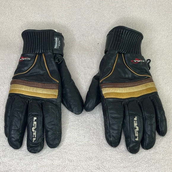 Vintage Level Insulated Leather Ski/Moto Gloves-Black/Brown/Tan-Thinsulate 40g - Picture 1 of 10